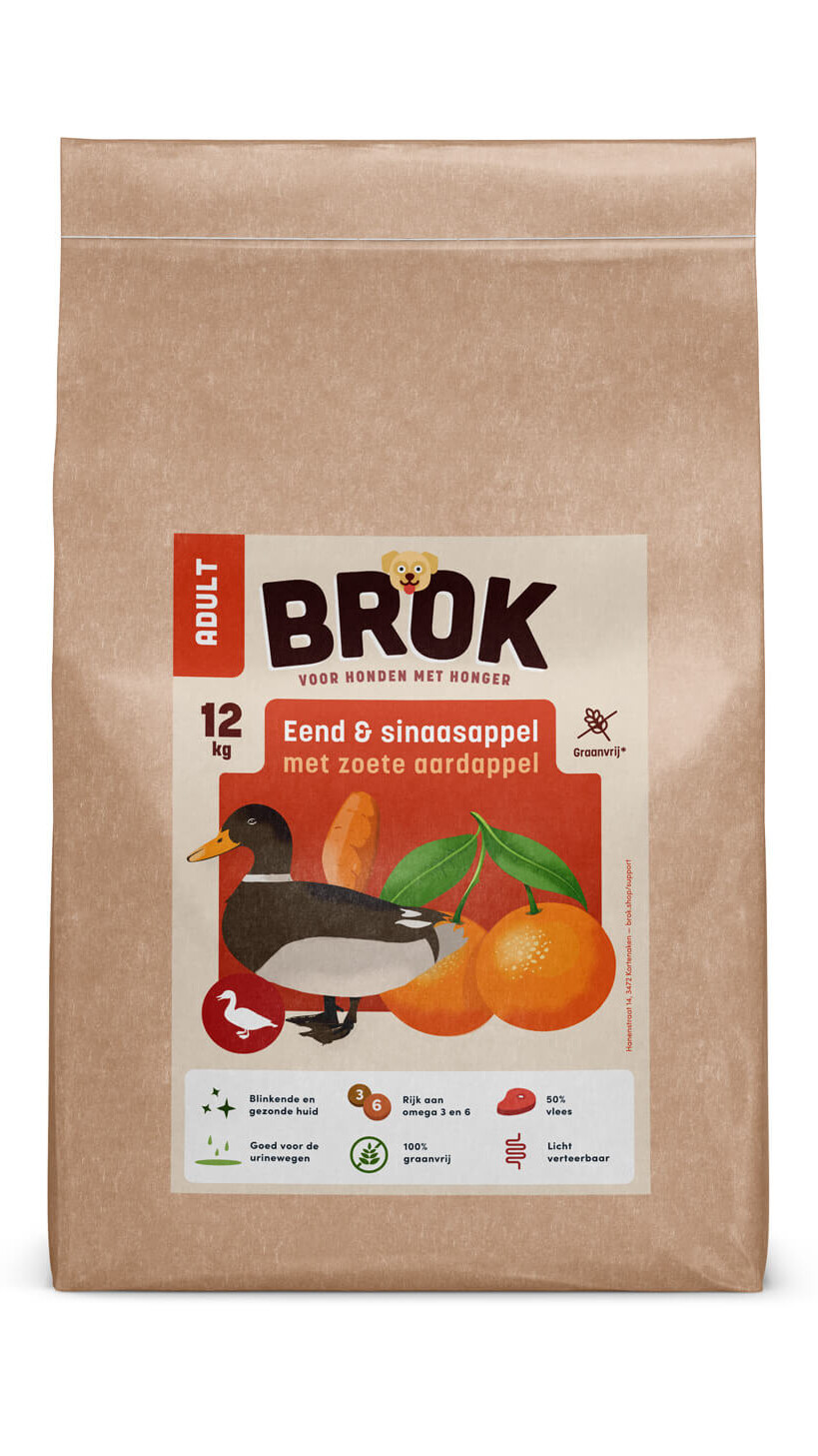 sinaasappel eend hondenbrokken